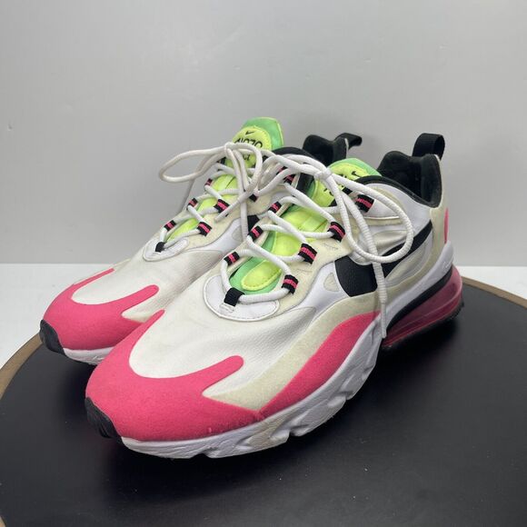 Nike Air Max 270 Running Shoes Women Size 9 React Hyper Pink  Neon White Lace up - Picture 5 of 12